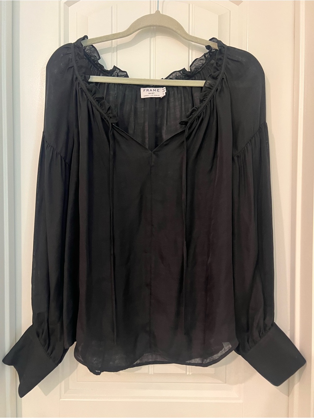 Frame Silk Chiffon Peasant Top size M